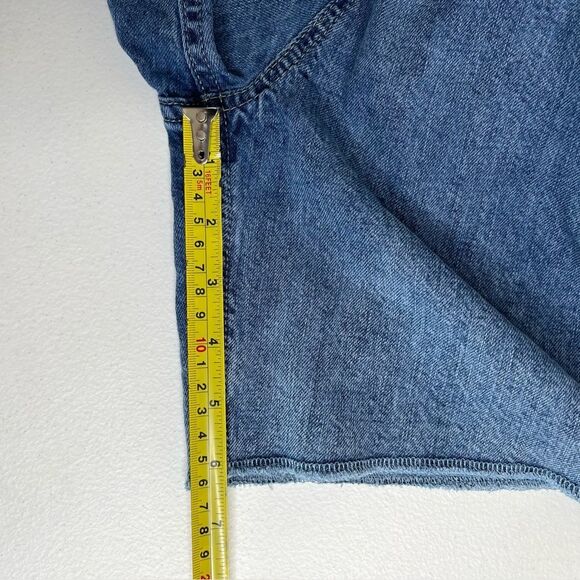 Gap Blue Denim Overall Shorts Shortalls Light Wash Cotton Women Medium Raw Hem - Picture 12 of 13